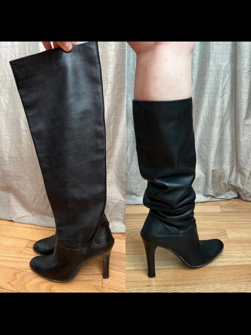 Stuart Weitzman 5 Black Leather Knee-High Boots